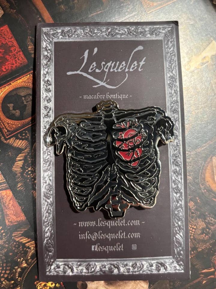 Caged Heart Enamel Pin for wholesale by Dead Rockers