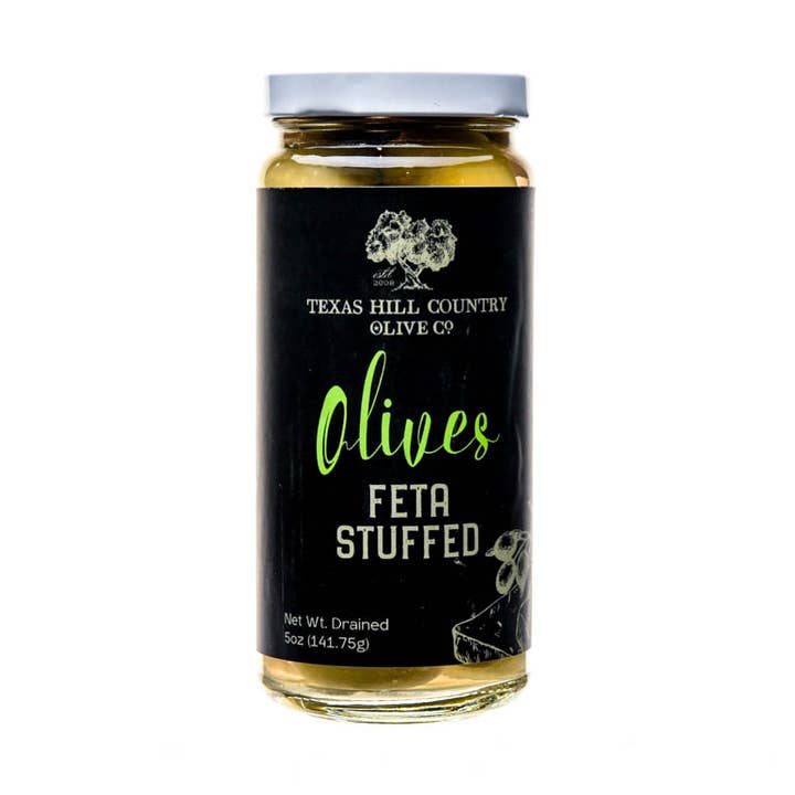Feta Stuffed Table Olives for wholesale by Texas Hill Country Olive Co.