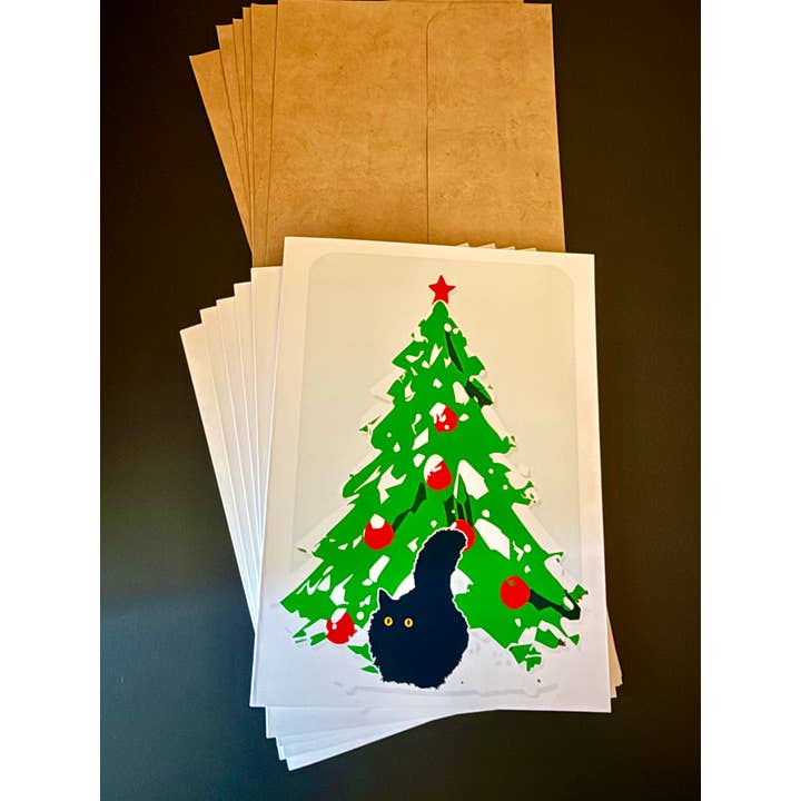 Mobius Theory – Großhandel Weihnachtskarte – Weihnachtsbaum-Katzen-Feiertagskarten-Set mit sechs (6) Karten1