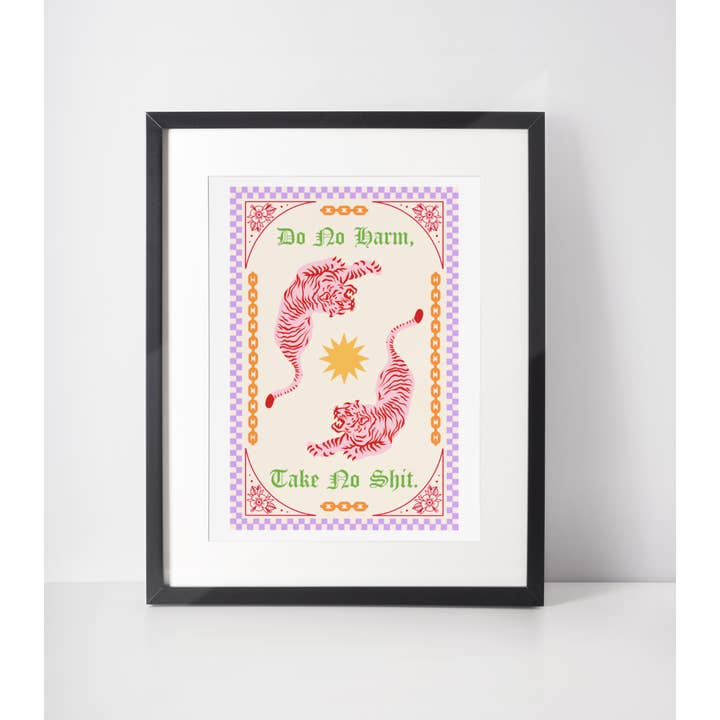Do No Harm, Take No Shit A4 Print for wholesale by Betty Ratbag