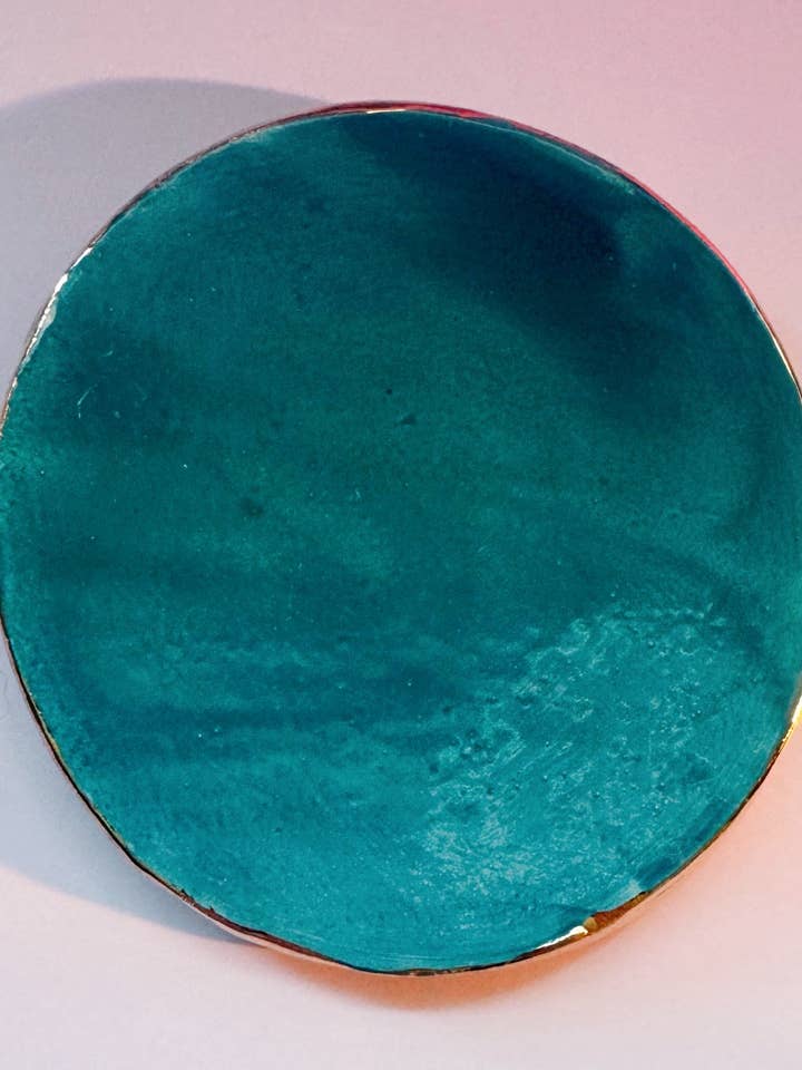 teal ceramic dish for wholesale by Gloria Faye