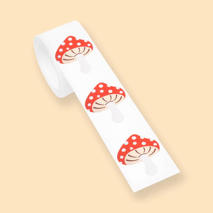 Bright Mushroom - klistermärken på rulle i PET-material för wholesale av wowgoods