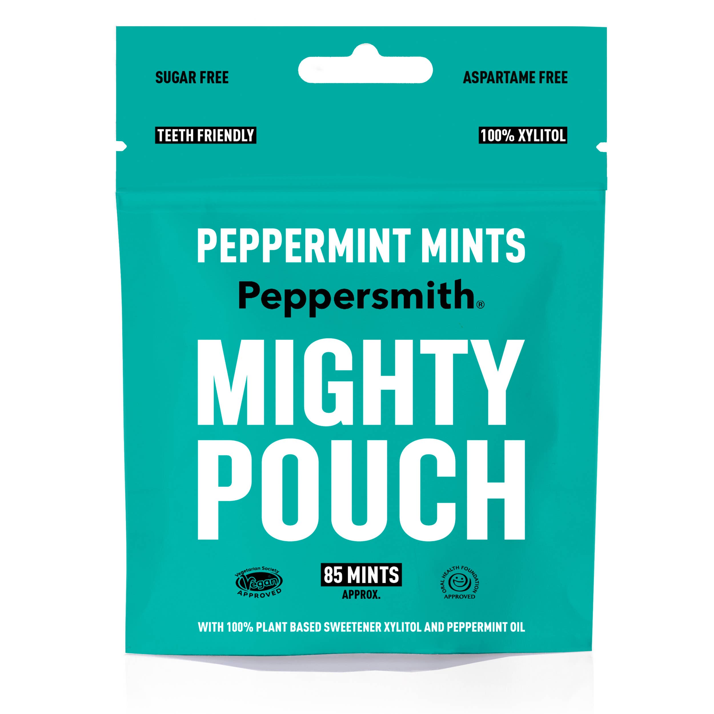 Peppersmith - Wholesale Mints - Peppersmith Peppermint Mints Mighty Pouch 12 x 85 Mints 50g