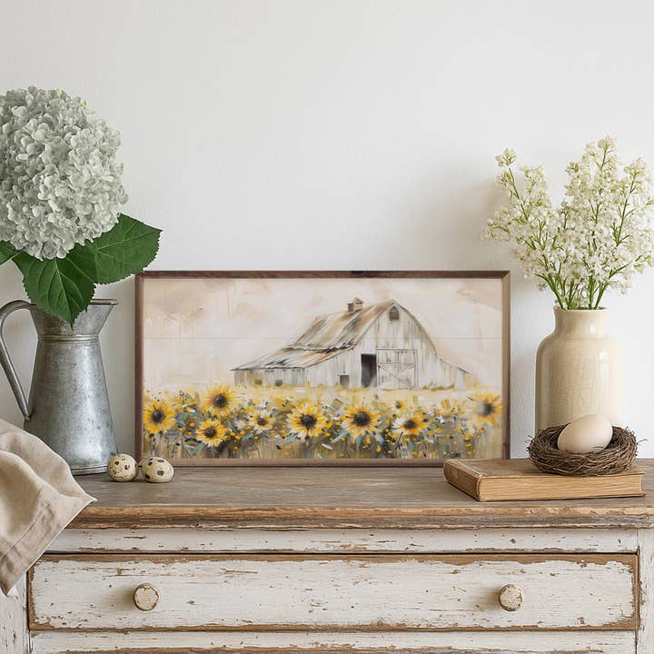 Kendrick Home - Wholesale Wood Wall Art - Sunflower Field By Creative Studio1