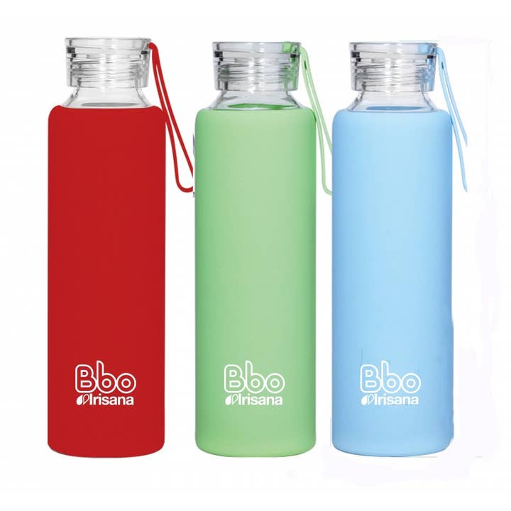 Bbo Irisana Borosilicate Bottle With Silicone 550 Ml. Red for wholesale by IRISANA