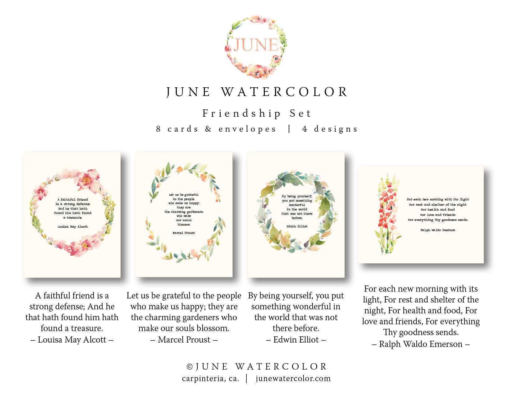 June Watercolor - Wholesale Friendship Card - Friendship ASSORTED CARD SET0