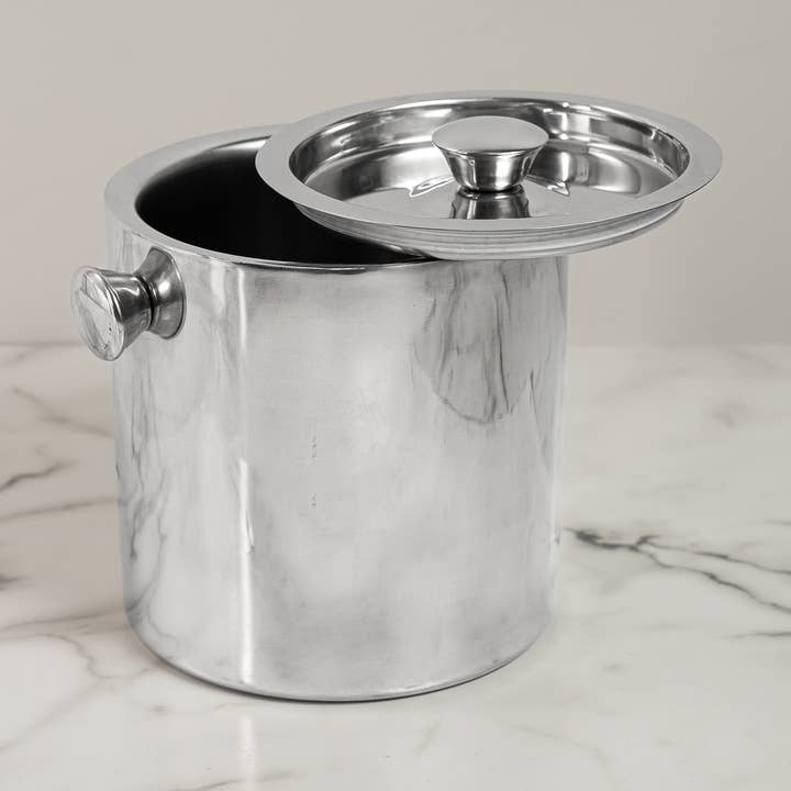 Polished Stainless Steel Ice Bucket with Lid sku #71254 for wholesale by India Handicrafts Inc