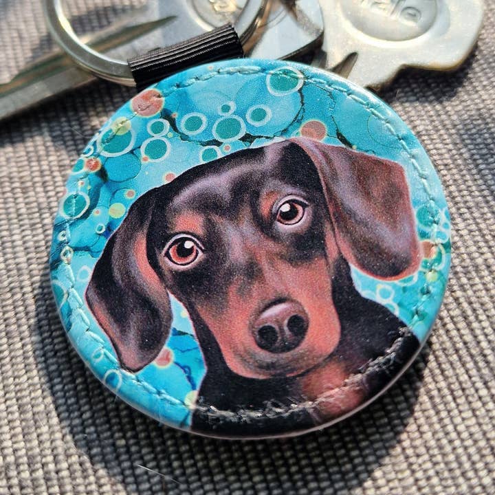 115-KR - Daschund Dog Faux Leather Keyring for wholesale by By Jo Crafts