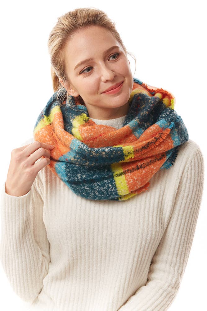 Hana - Wholesale Scarf - Women's - Colorful Plaid Infinity Scarf4