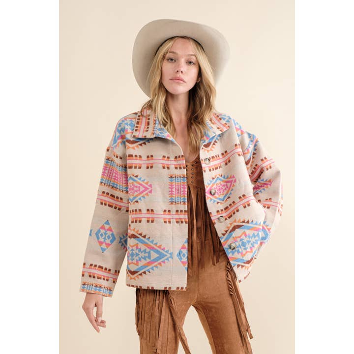 AZTEC JACQUARD WESTERN SHIRT JACKET for wholesale by Apolline