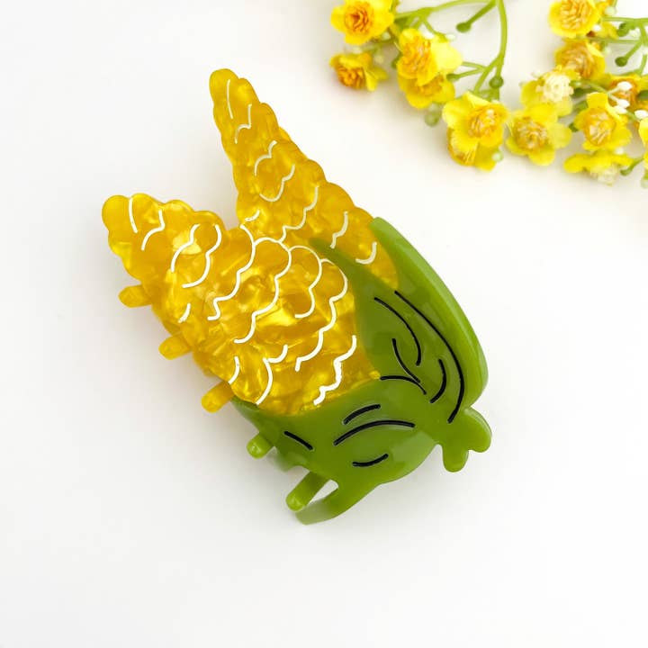 Yellow 🌽 Corn Hair Claw – Whimsical Acetate Vegetable Clip for wholesale on Faire1
