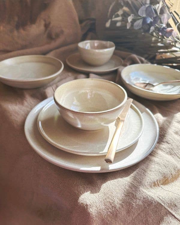 Los Artisans - Wholesale Dinnerware Set - Beige & Off-White Dinner Set | Pearl Iridescent Accents10
