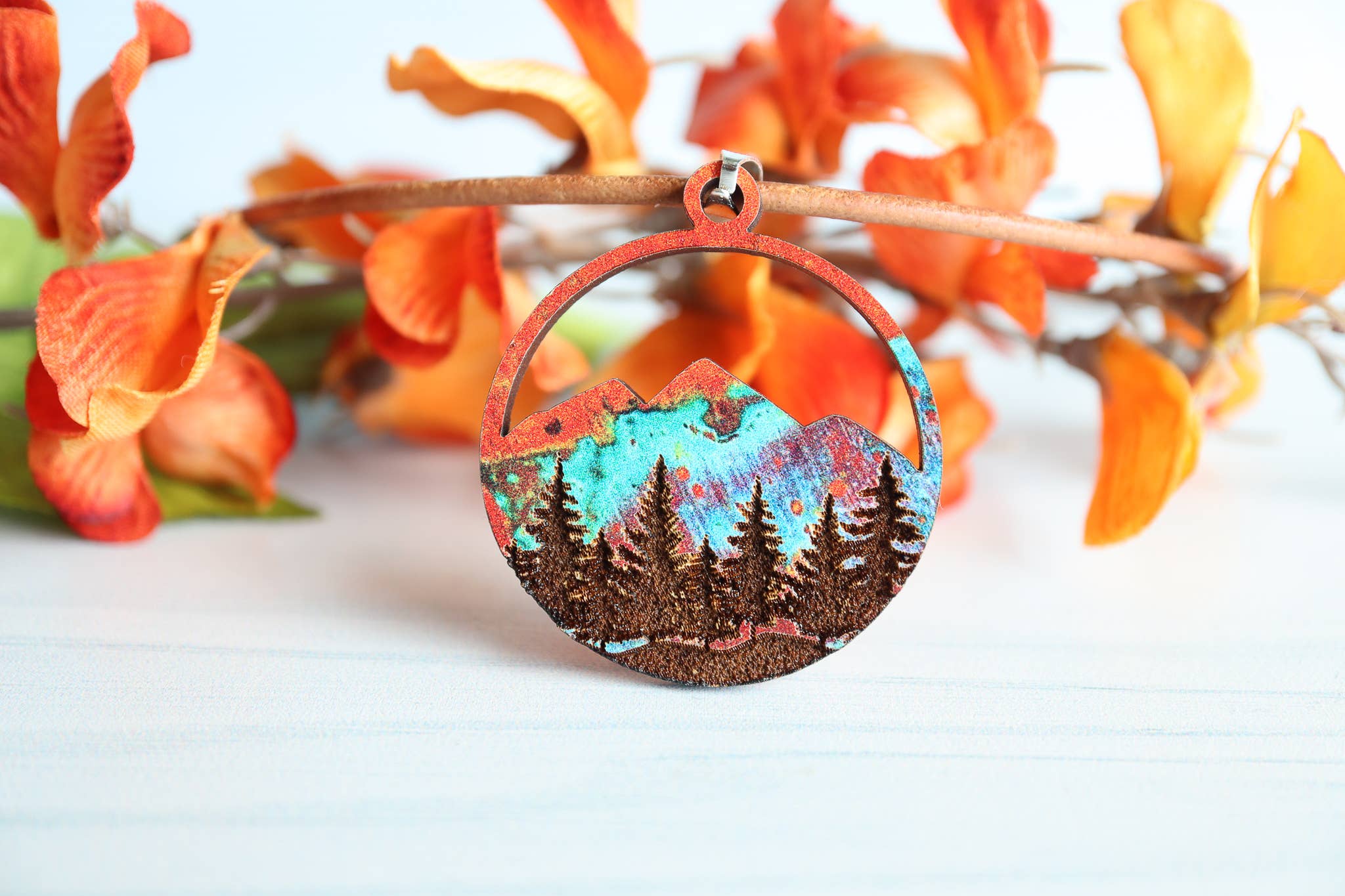 Nine Mile Creative - Wholesale Pendant/Charm Necklace - Copper Mountain Wood Pendant Adjustable Necklace4