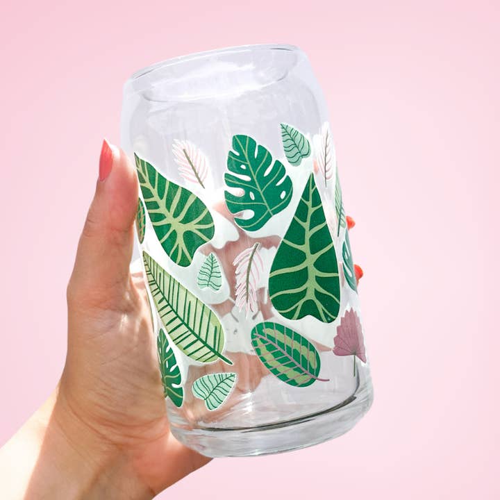 Tropiska löv | Libbey Glass ölburk iskaffeglas för wholesale av Oak Shore Collective LLC