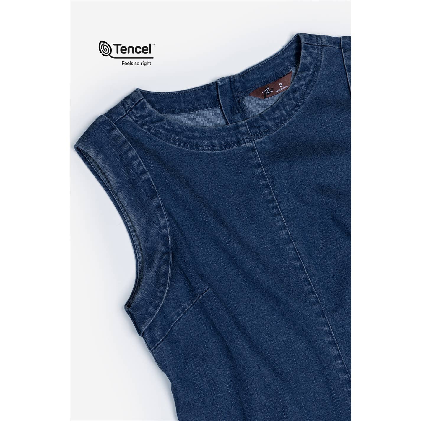 Naked Zebra - Vendita all'ingrosso Vestito - Donna - Abito in denim senza maniche con dettagli di cucitura7