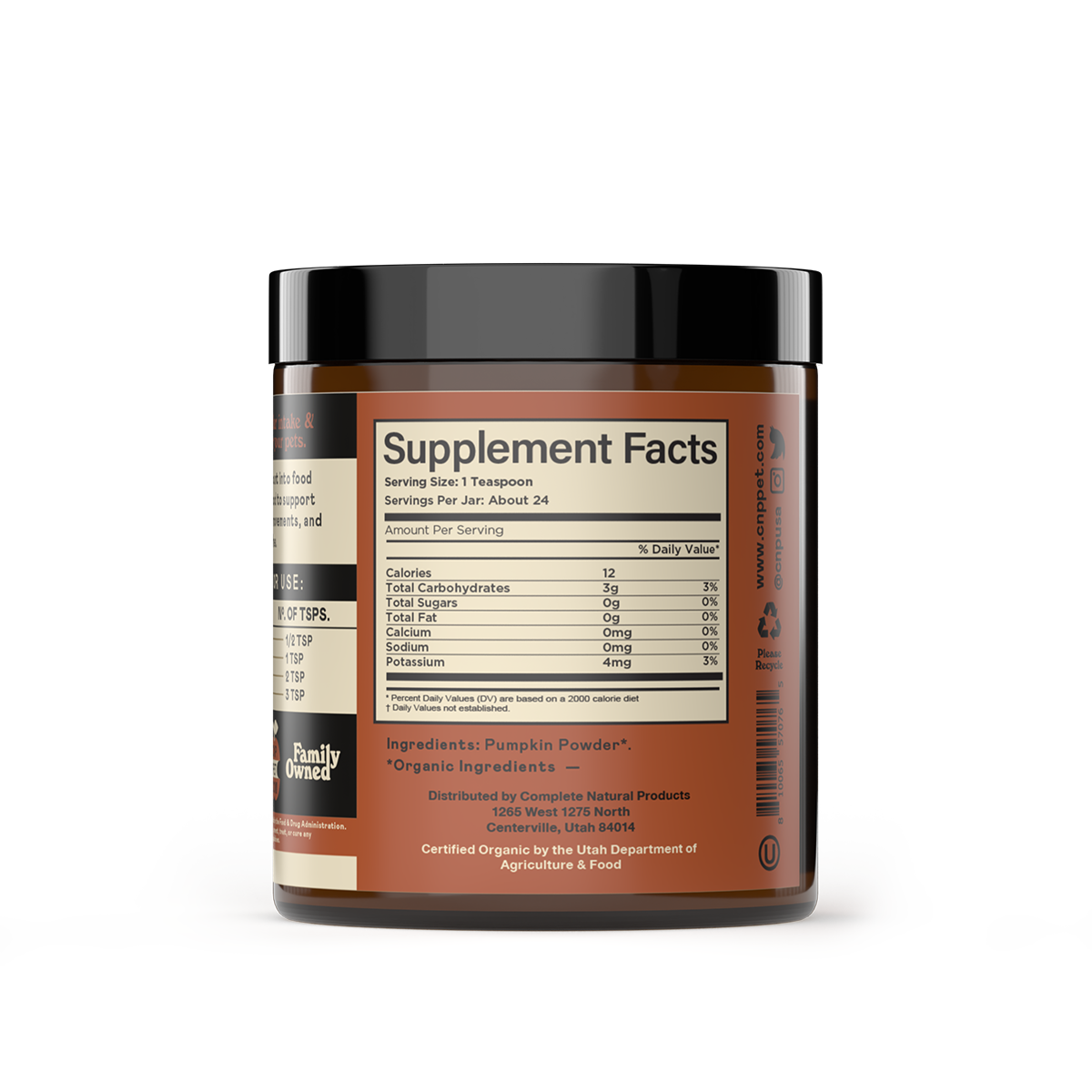 Complete Natural Products - Wholesale Voedingssupplementen voor huisdieren - Kat/Hond - Biologisch pompoenpoeder voor honden en katten1