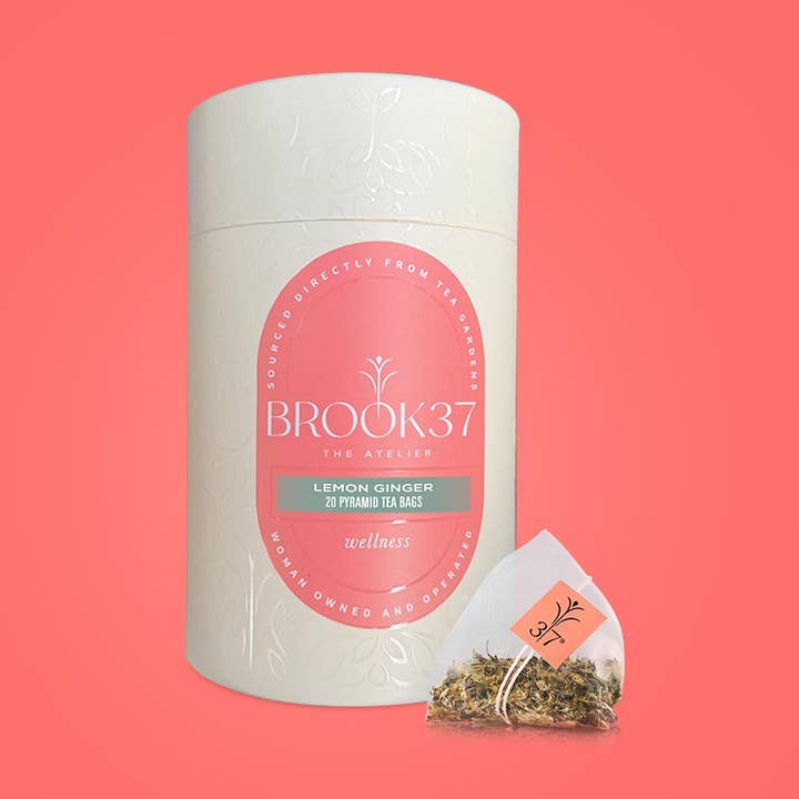 Lemon Ginger Tea - Eco (20 biodegradable pyramid sachets) for wholesale by Brook37 The Atelier