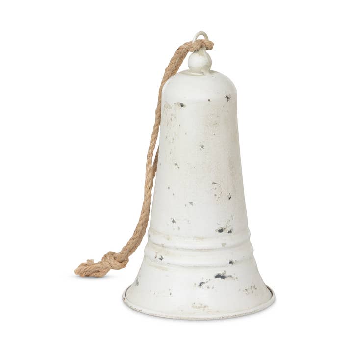 Carillon Cloche en Métal Blanc Antique, 8" pour la vente par Park Hill Collection