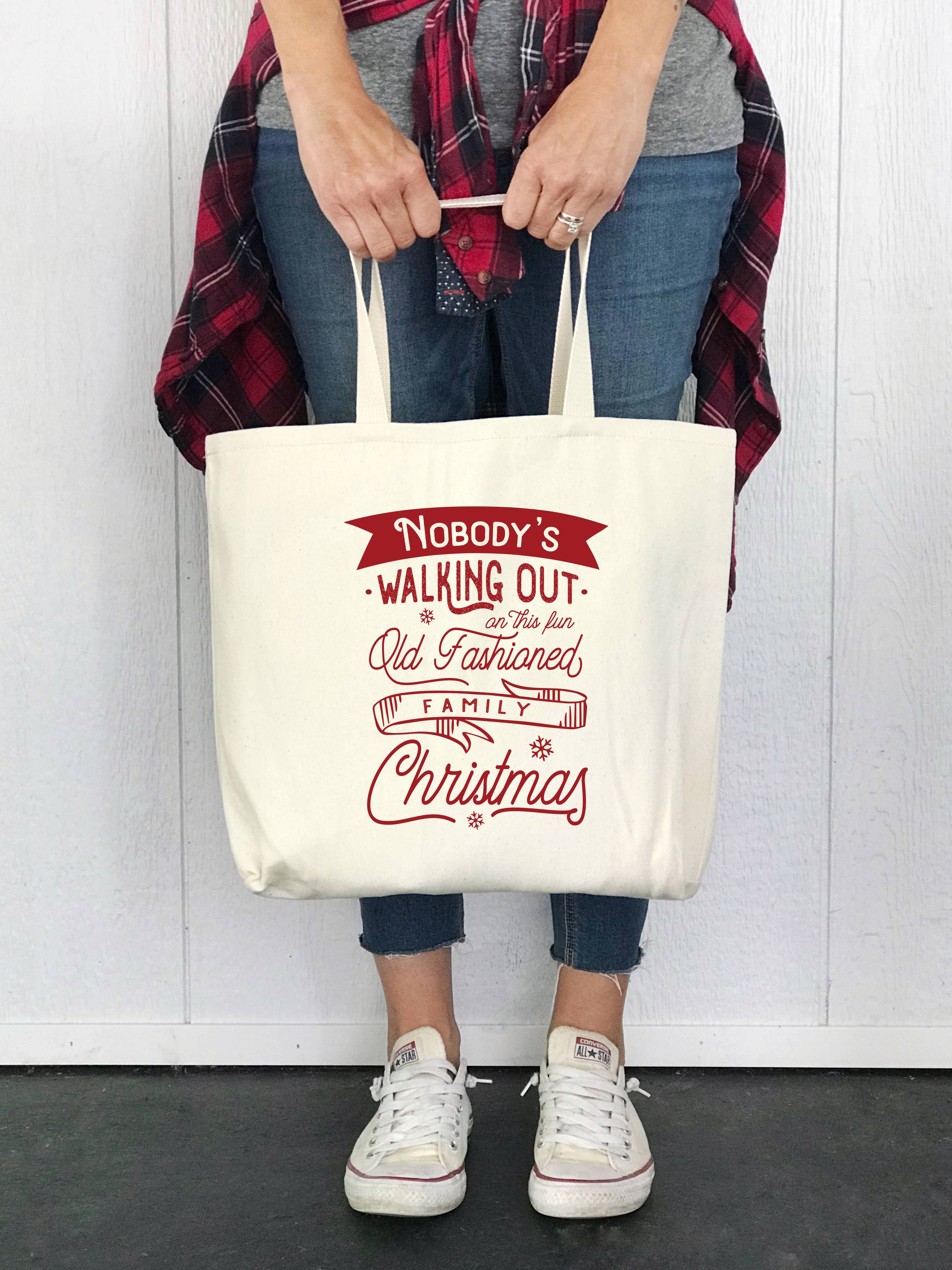 Perfect Day Print Co - Wholesale Tote Bag - Women's - Christmas Vacation Canvas Tote Bag, Fun Old Fashioned Family