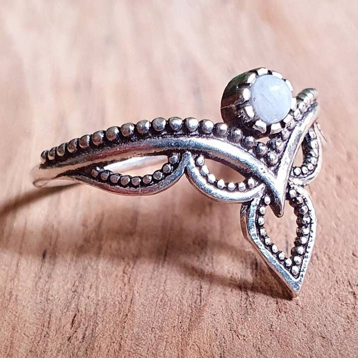 Ethnic style Silver & Moonstone / Moon / Boho / Bohemian / Psy / Rustic / Tribal / Gypsy / Festival / Healing / Festival for wholesale by Kaali Boutique