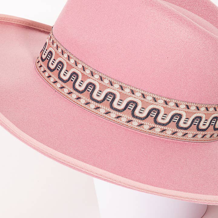 Collections by Fame Accessories - Wholesale Fedora - Women's - Boho Stripe Pattern Strap Fashion Hat3