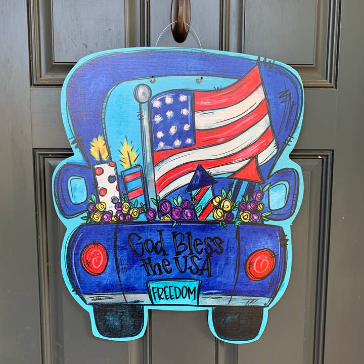 Patriotic Truck Door Hanger 23" for wholesale by Birch and Boulder LLC