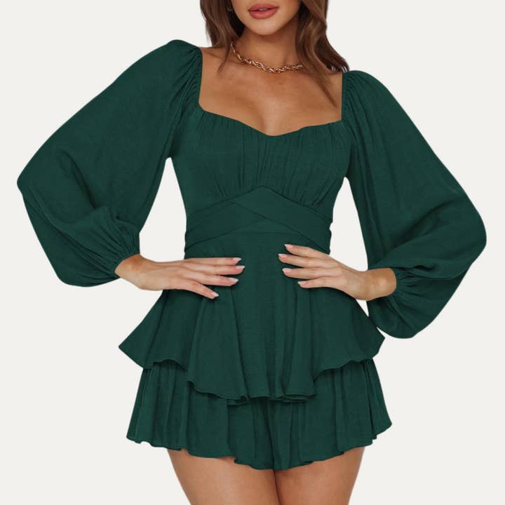 Flirtig och Breezy Långärmad Tie-Back Flouncy Romper för wholesale av The Moment Collection