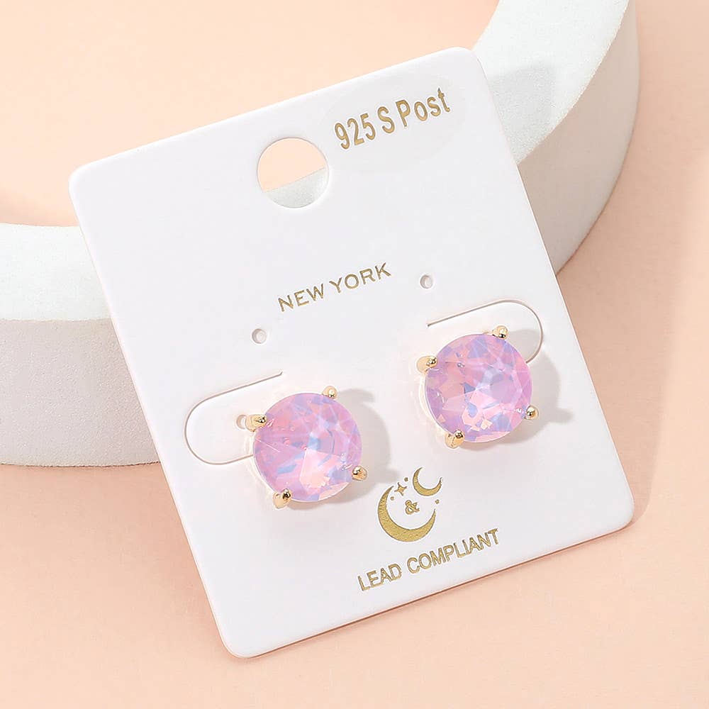 Sensibling Corp. - Vendita all'ingrosso Orecchini a bottone - Orecchini a bottone con cuscino in pietra rotonda20