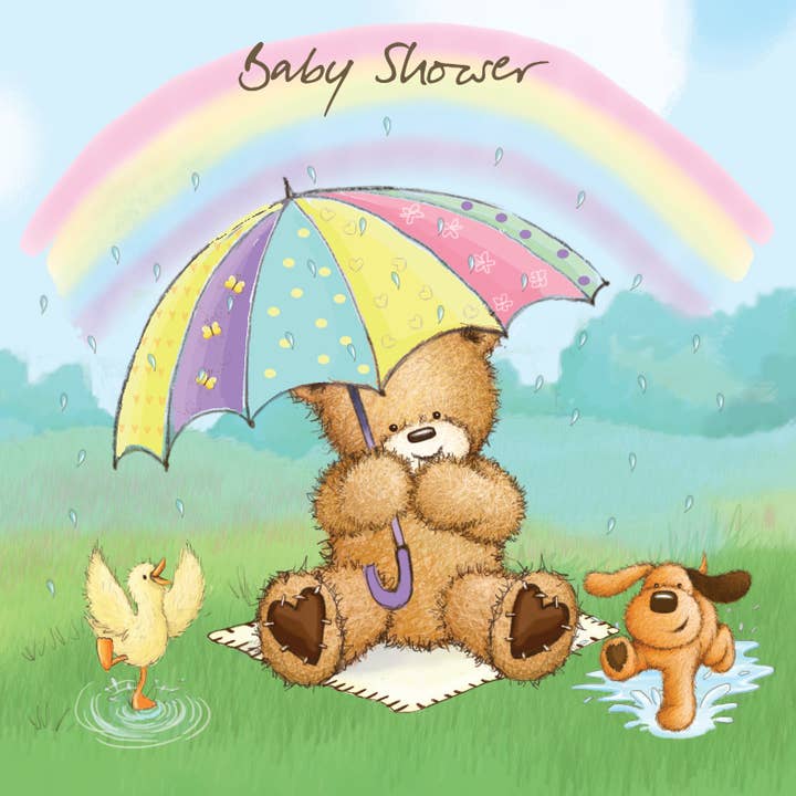 Carte de félicitations pour bébé - Chien & Ours pour la vente par Twizler Ltd