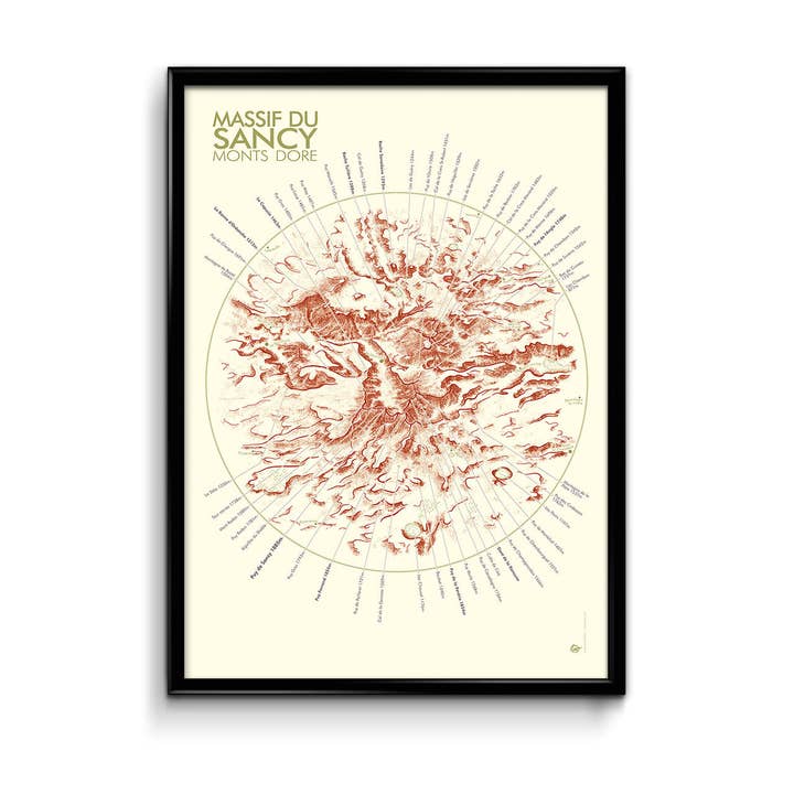 Display Map of the Sancy Massif for wholesale by Finke