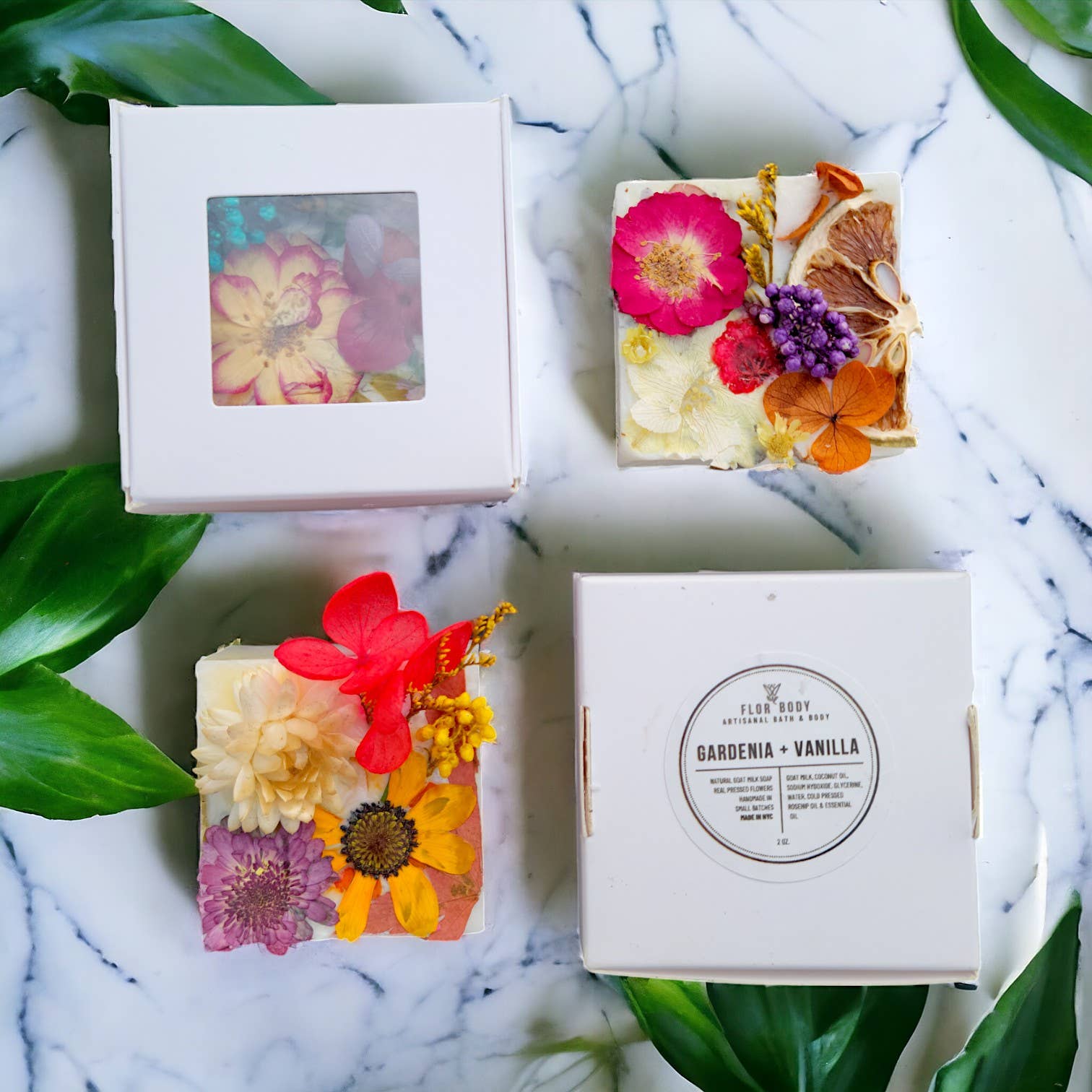 FlorBody - Wholesale Bar Soap - Handmade Natural Goat Milk Soap with pressed flowers - 2oz3