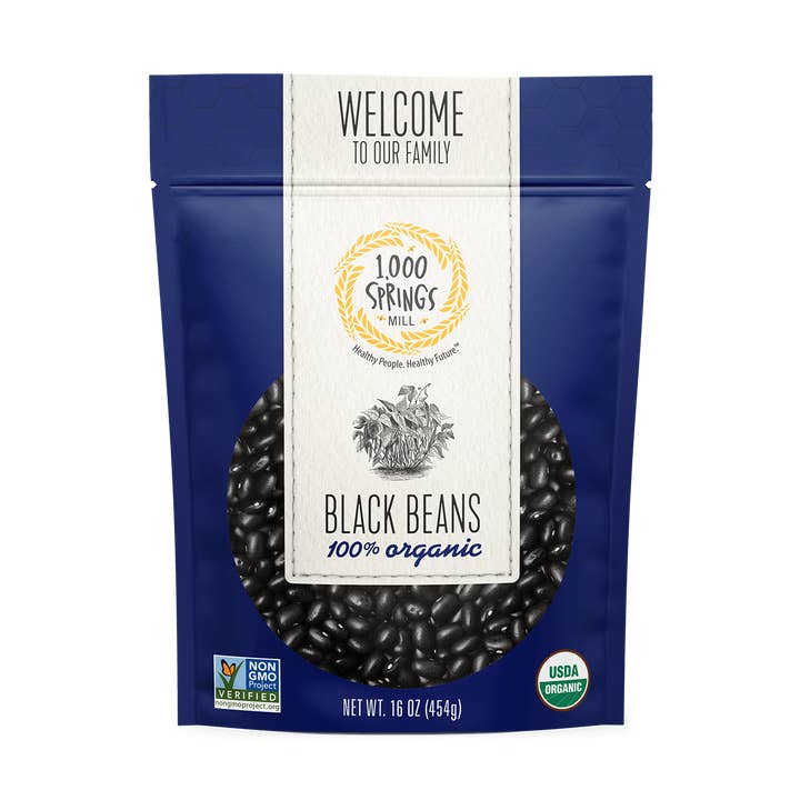16 oz de haricots noirs biologiques (PAQUET de 12 ! ! !) pour la vente par 1000 Springs Mill