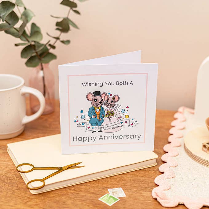 Carte de Vœux d'Anniversaire de Mariage pour Vous Deux M. & Mme Souris pour la vente par Sjstationery