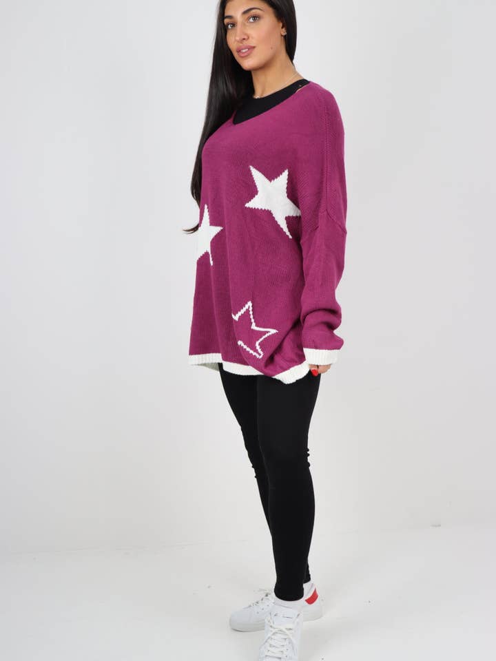 Miss Bold – wholesale Tunic sweater – Women’s – Italian Oversized Star Print Long Sleeve Jumper50
