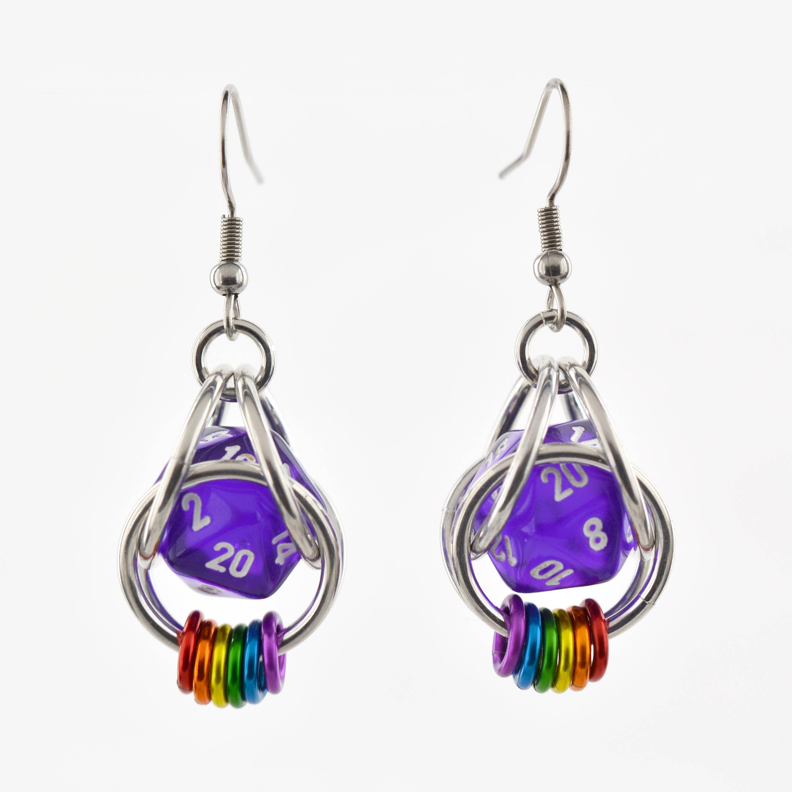 Rebeca Mojica Jewelry - Wholesale Dangle Earrings - d20 Earrings - LGBTQ Rainbow or Ombre Coil3