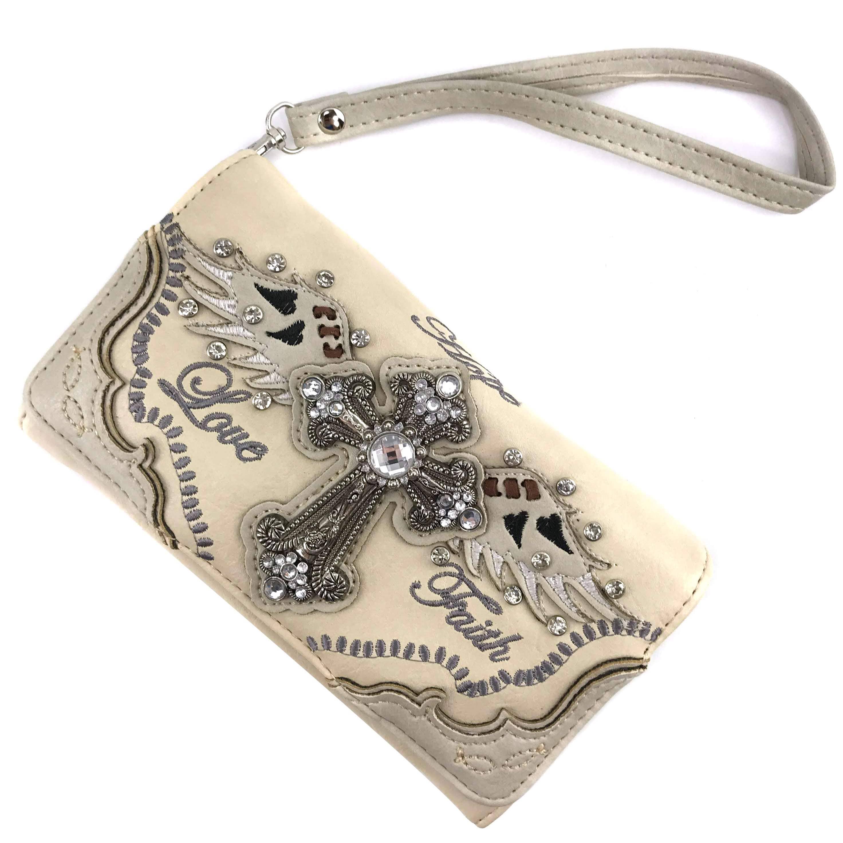 Lunar Deer – wholesale Axelväska - Dam – Hope Love Faith Cross Crossbody Wristlet Plånbok5