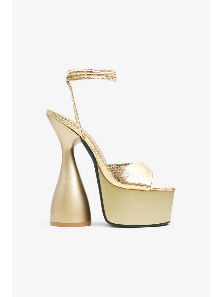Lemonade Shoes - Wholesale Platform Heels - Women's - BITE ME - Sculptural Platform Heels w/ Ankle Ties4