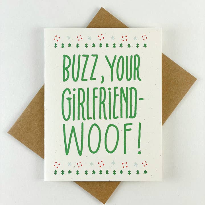 Buzz Your Girlfriend Woof | Home Alone Christmas Card for wholesale by Kendra Lee Miller Art