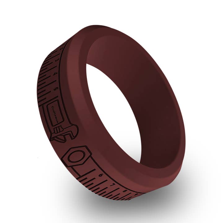 Tape Measure Silicone Beveled Ring, Wedding Ring for wholesale by Wildfire Ring