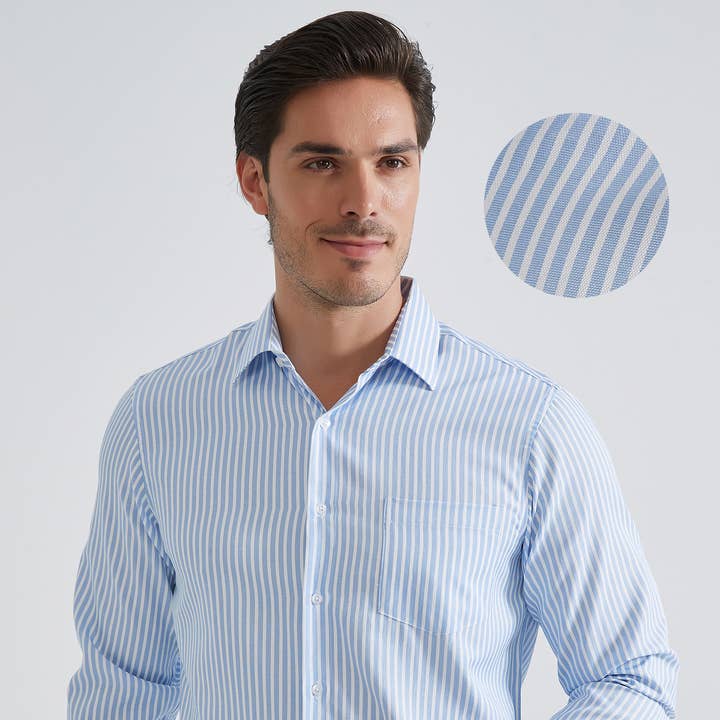 Striped comfort fit shirt - blue for wholesale by Yves Enzo