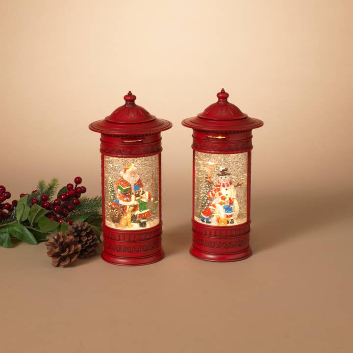 The Gerson Companies - Wholesale Christmas Decoration - 10.3"H B/O Lighted Spinning Water Globe w/ Santa & Snowman,