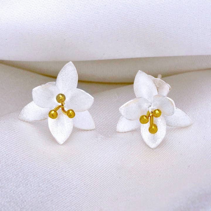 Flower earrings - 925 sterling silver - OHR925-33 for wholesale by MadamLili