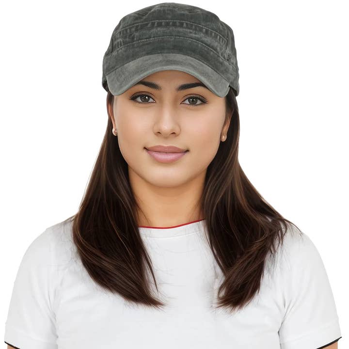 AK Brand - Wholesale Baseball Cap - Women's - Unisex Cotton Cadet Hat Vintage Washed Flat Top Cap