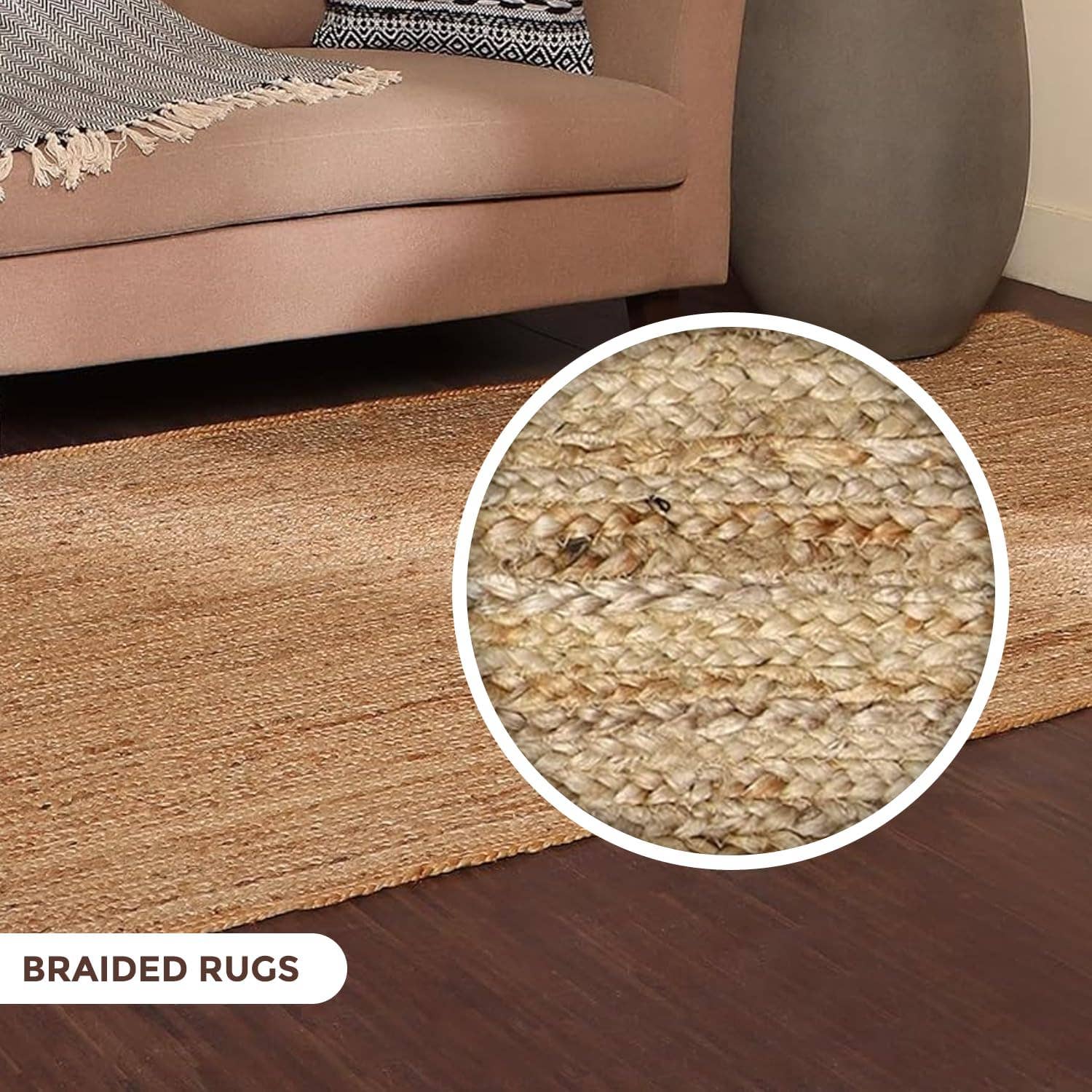 · REDEARTH · Round Area Rug 8 Feet Braided Natural Jute Rug for wholesale on Faire9