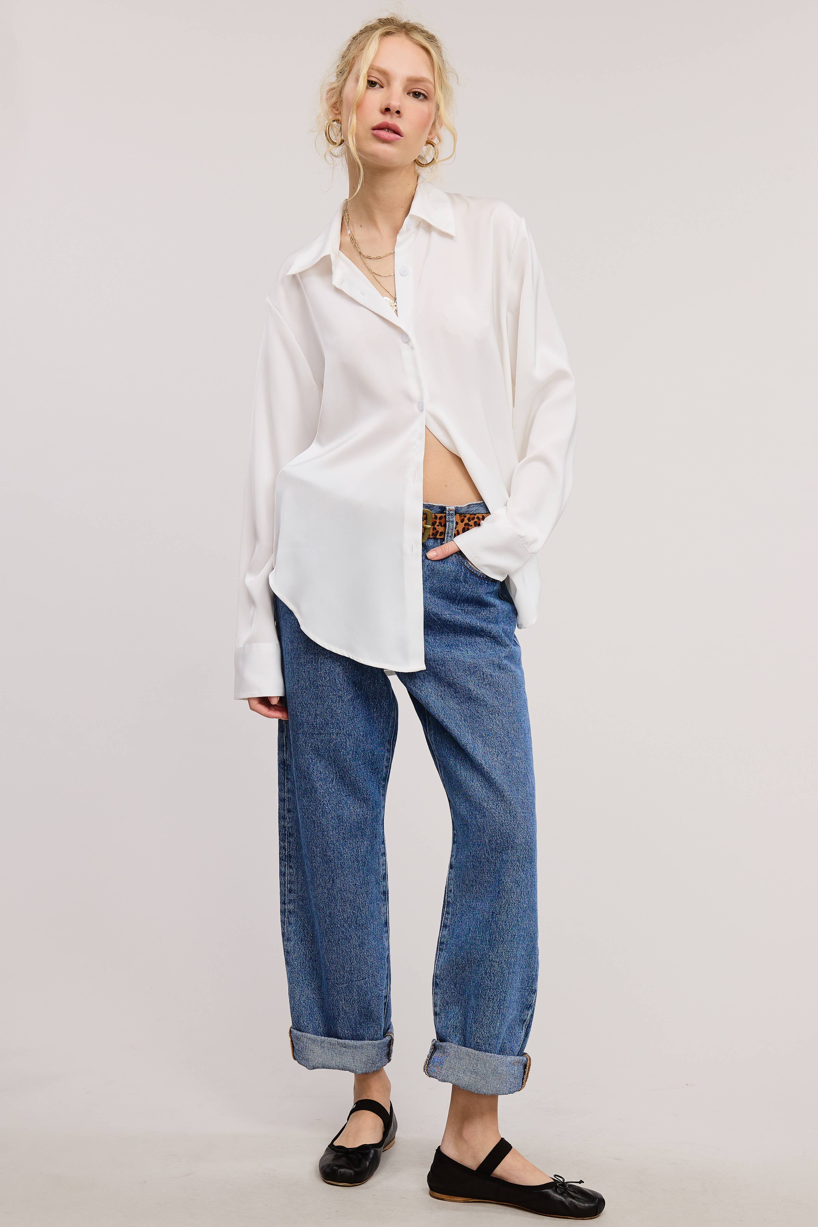 Mimosa - Vente Chemisier – femme - Blouse en satin soyeux à boutons16