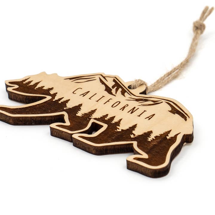 Steamer Lane Design - Wholesale Ornament - California Bear Wood Ornament