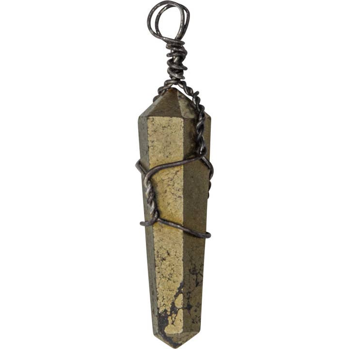 Wire Wrapped Point Pendants - Pyrite (Pack of 5) for wholesale by Kheops International