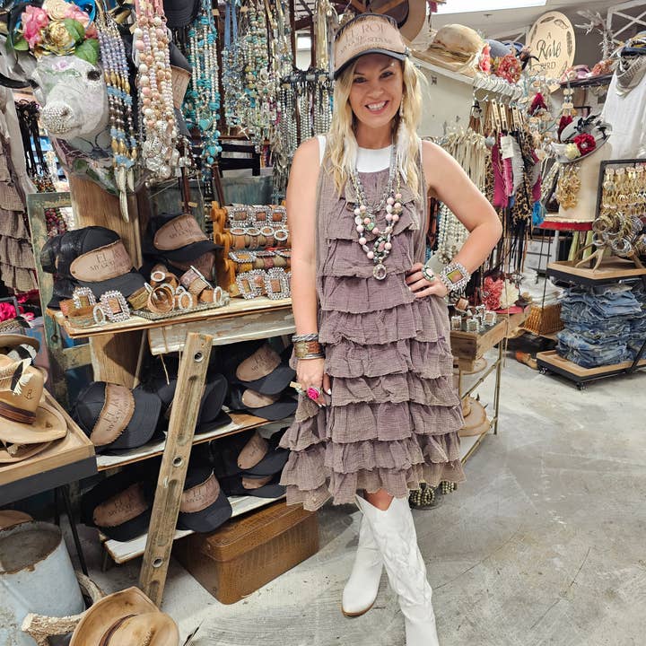 A Rare Bird Shop - Wholesale Dress - Women's - Burlap Linen Ruffle Dress