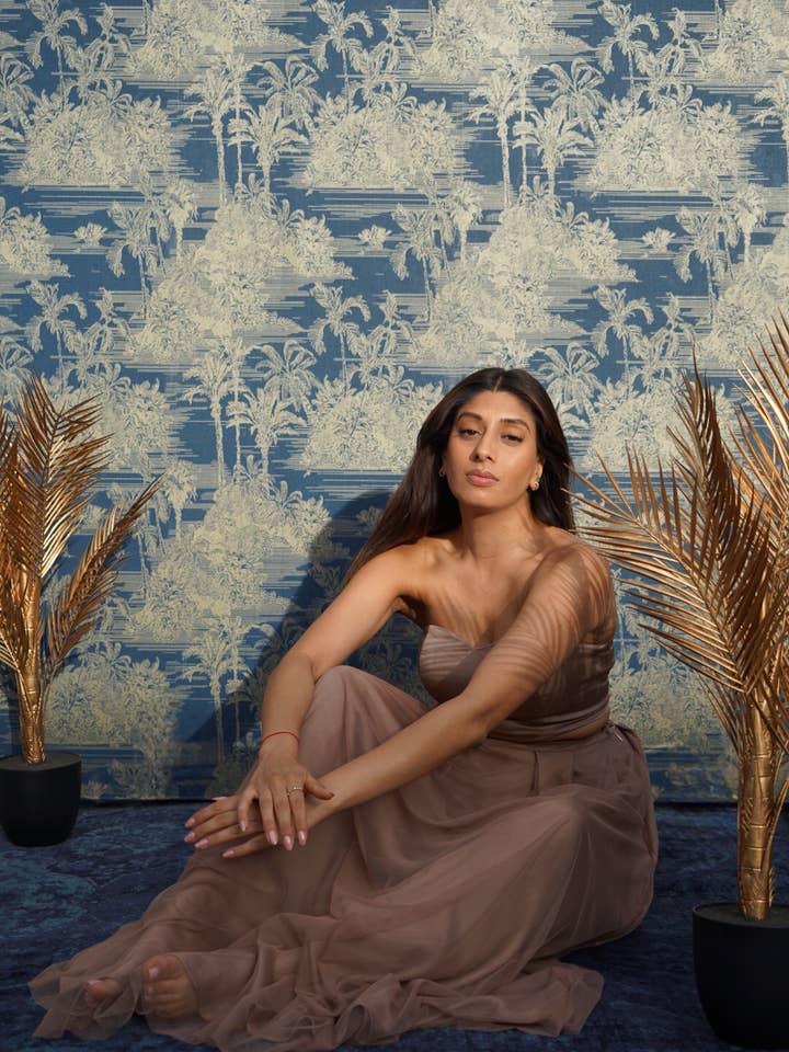 Sweetheart Bandeau Lehenga Crop Top i Nude for engroshandel hos The Naked Laundry