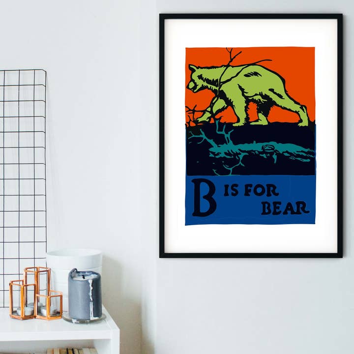 Gerahmter Vintage-Alphabet-Buchstabe B, Kindergartendruck für den Großhandel von Lelloliving